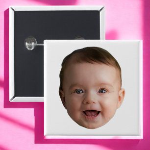 Chapa Cuadrada Cara de bebé personalizada, foto divertida persona