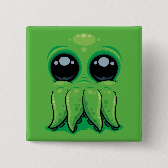 Chapa Cuadrada Cara de Cthulhu lindo (Anverso)