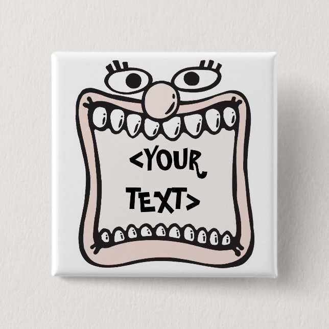 Chapa Cuadrada Cara divertida,<YOUR TEXT> (Anverso)