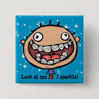 Chapa Cuadrada Cara feliz. Braces. Ortodontista. Personalizable