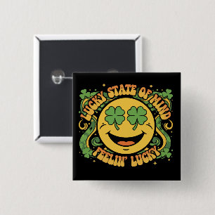 Chapa Cuadrada Cara sonriente retro del día de San Patricio Estad