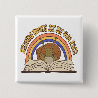 Chapa Cuadrada Caracol Retro Leyendo libros