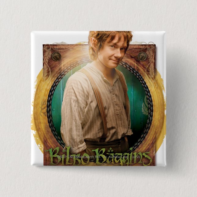 Chapa Cuadrada Carácter BILBO BAGGINS™ con nombre (Anverso)