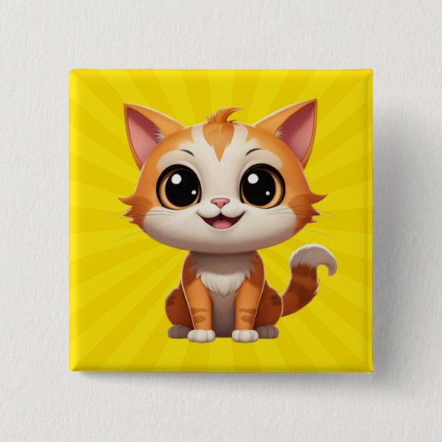 Chapa Cuadrada Carácter de estilo de Personalizado de gatos de Na (Anverso)