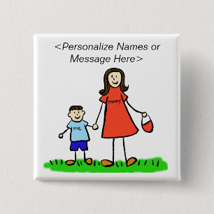 Chapa Cuadrada Caracteres de familia mami e hijo Personalizado Pi