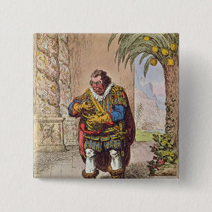 Chapa Cuadrada Caricatura de Pizarro que comtempla