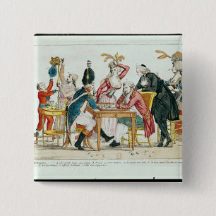 Chapa Cuadrada Caricatura del ajedrez que juega de Louis XVI