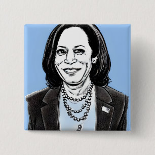 Chapa Cuadrada Caricatura política de Kamala Harris