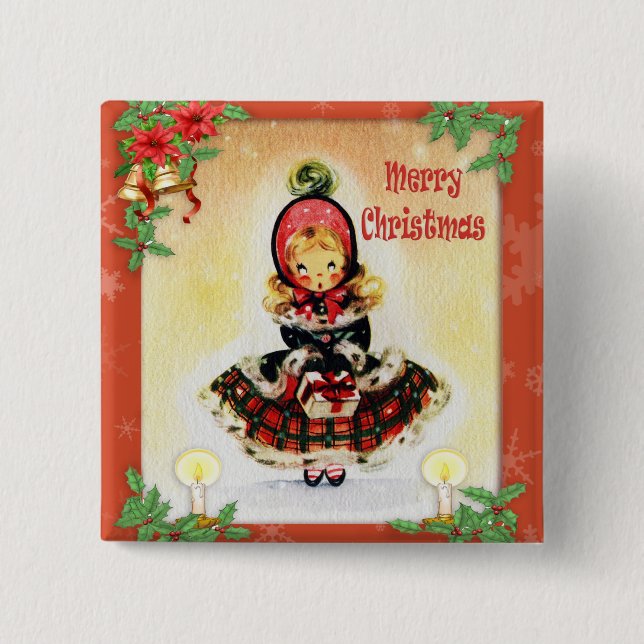 Chapa Cuadrada Carolero navideño vintage (Anverso)