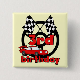 Chapa Cuadrada Carreras de coche 3 camisetas de cumpleaños y rega