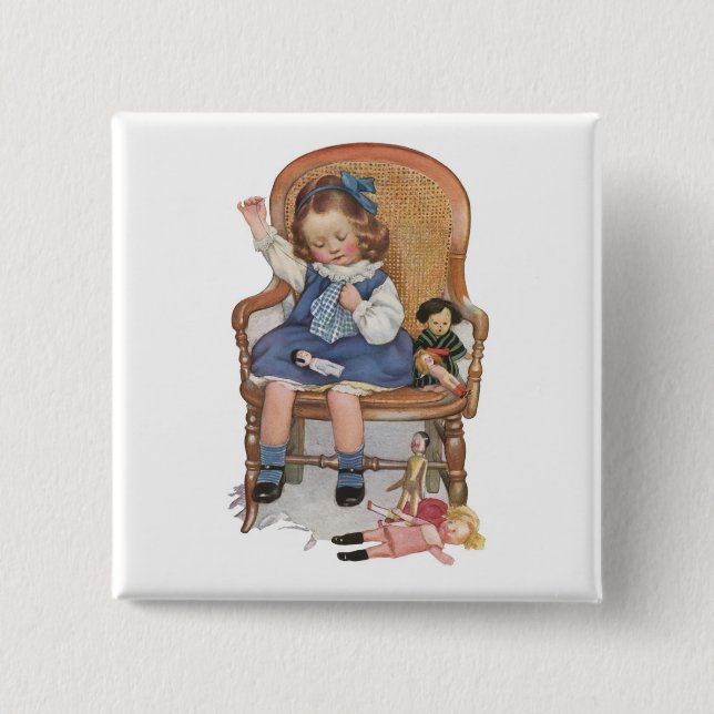 Chapa Cuadrada Carros de costura del chica (Anverso)