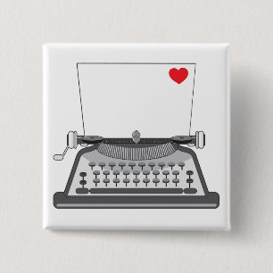 Chapa Cuadrada Carta de amor de máquina de escribir vintage