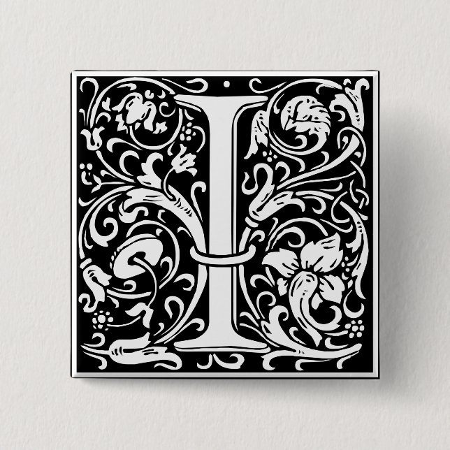 Chapa Cuadrada Carta I Monograma medieval Art Nouveau (Anverso)