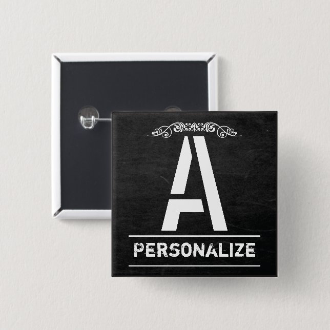 Chapa Cuadrada Cartas de monograma de pizarra (Anverso y reverso)