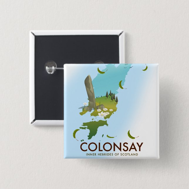 Chapa Cuadrada Cartel de Colonsay Inner Hebrides, de Escocia (Anverso y reverso)