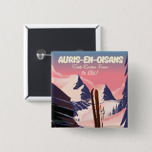 Chapa Cuadrada Cartel de esquí de AURIS-EN-OISANS Francia
