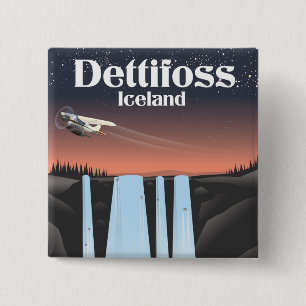 Chapa Cuadrada Cartel de viaje a Dettifoss Islandia.