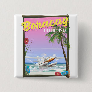 Chapa Cuadrada Cartel de viaje a la playa de Boracay Filipinas