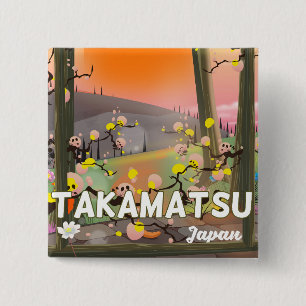 Chapa Cuadrada Cartel de viaje a Takamatsu Japón