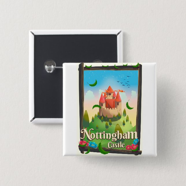 Chapa Cuadrada cartel de viaje al castillo de Nottingham (Anverso y reverso)
