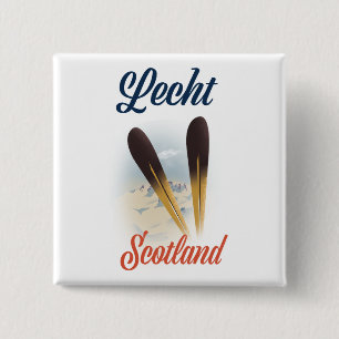 Chapa Cuadrada Cartel de viaje de arte de esquí en Lecht Escocia