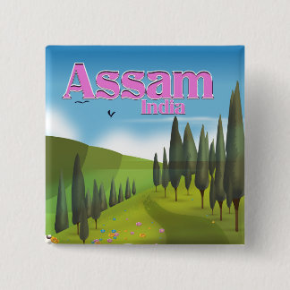 Chapa Cuadrada Cartel de viaje de Assam India.