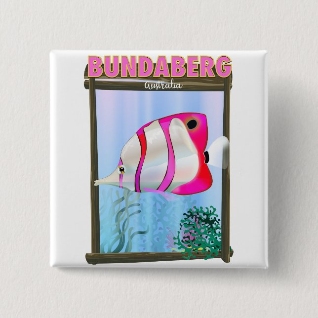 Chapa Cuadrada Cartel de viaje de Bundaberg Australia (Anverso)