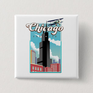 Chapa Cuadrada Cartel de viaje de Chicago Illinois EE. UU.