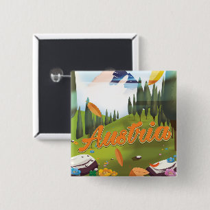 Chapa Cuadrada cartel de viaje de dibujos animados austriaco