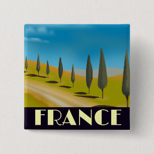 Chapa Cuadrada Cartel de viaje de estilo vintage de Francia