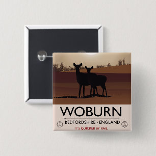 Chapa Cuadrada Cartel de viaje de estilo vintage de Woburn - Bedf