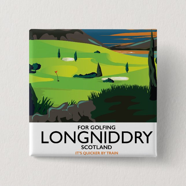 Chapa Cuadrada cartel de viaje de golf de longniddry Escocia (Anverso)