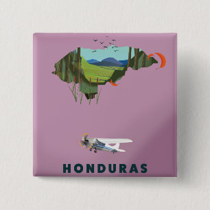 Chapa Cuadrada Cartel de viaje de mapa ilustrado de Honduras