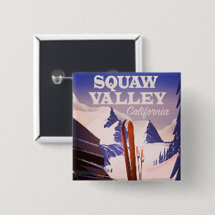 Chapa Cuadrada Cartel de viaje de Sqaw Valley California.