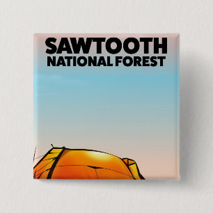 Chapa Cuadrada Cartel de viaje del Bosque Nacional Sawtooth