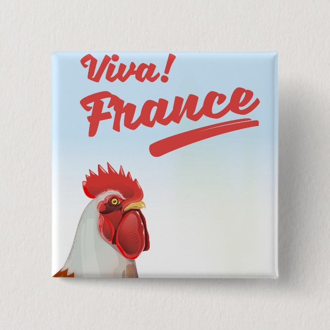 Chapa Cuadrada Cartel de viaje del gallo de Francia (Anverso)