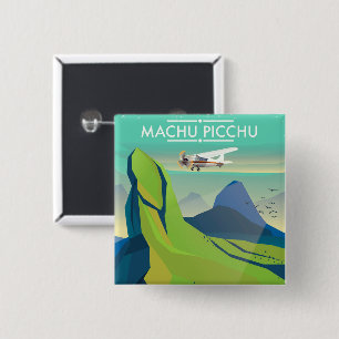 Chapa Cuadrada cartel de viaje en avión a machu picchu