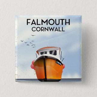 Chapa Cuadrada Cartel de viaje en barco pesquero Falmouth Cornwal