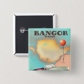 Chapa Cuadrada Cartel de viaje estilo vintage de Bangor Wales
