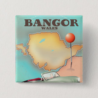 Chapa Cuadrada Cartel de viaje estilo vintage de Bangor Wales