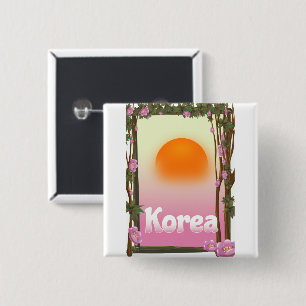 Chapa Cuadrada Cartel de viaje Flores de Corea