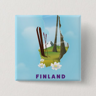 Chapa Cuadrada cartel de viaje ilustrado de Finlandia