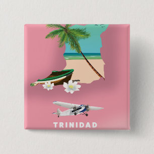 Chapa Cuadrada Cartel de viaje ilustrado del mapa de Trinidad.