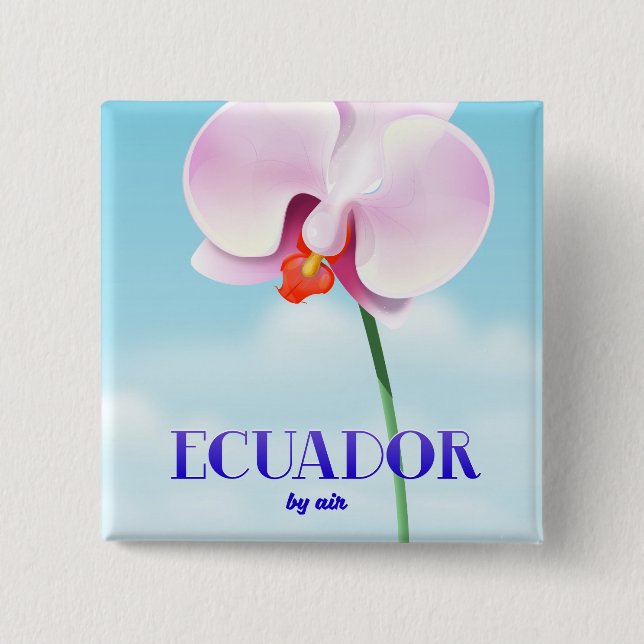 Chapa Cuadrada cartel de viaje orquídea Ecuador (Anverso)