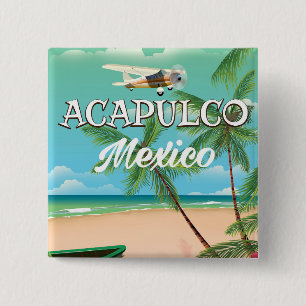 Chapa Cuadrada Cartel de viaje vintage de Acapulco México