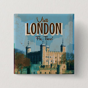 Chapa Cuadrada Cartel de viaje vintage de Londres