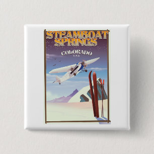 Chapa Cuadrada Cartel de viaje vintage de Steamboat Springs color