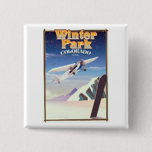 Chapa Cuadrada Cartel de viaje vintage de Winter Park colorado