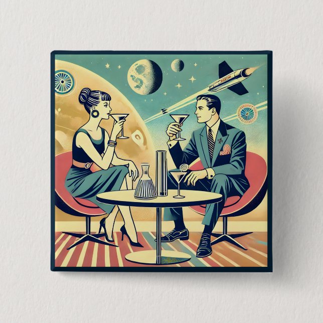 Chapa Cuadrada Carteles de viajes espaciales de Martini (Anverso)