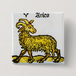 Chapa Cuadrada Carteles vintage del zodiaco, Aries el Carnero